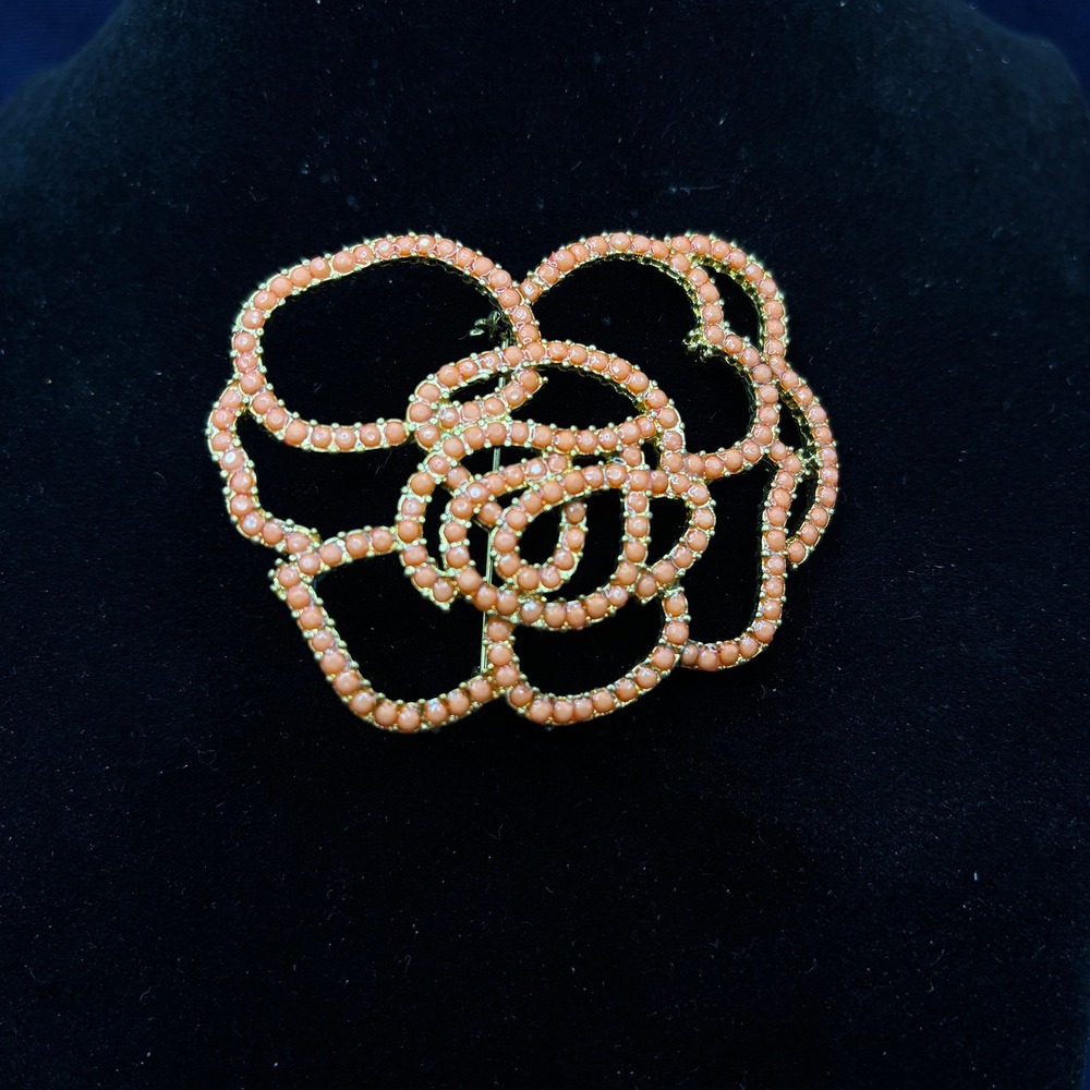 Sonoma‎ Goods for Life Gold Tone Faux Coral Rose Openwork Floral Brooch Pin